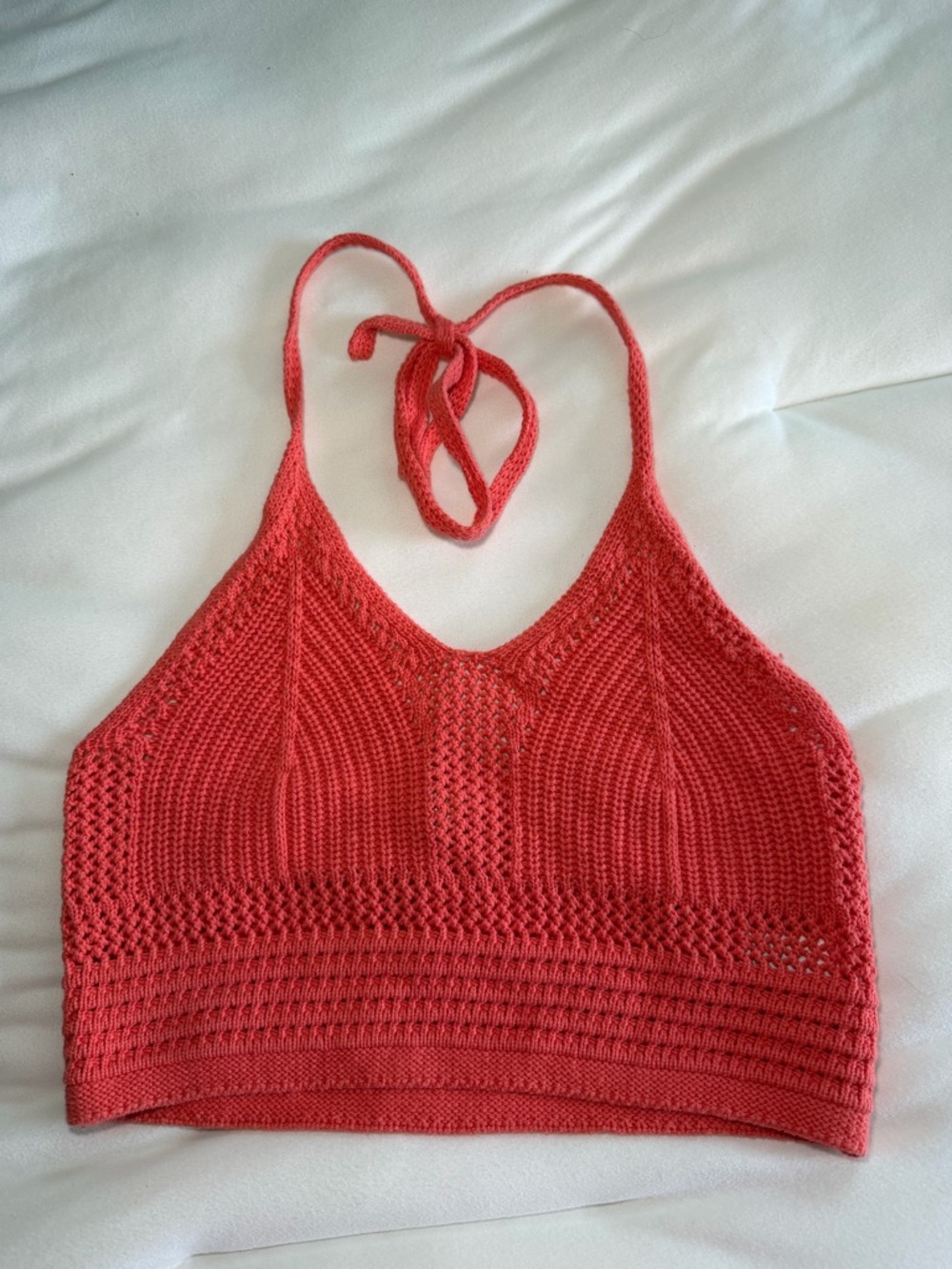aerie Coral Crochet Halter Bandeau